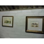 2 framed paintings, orchard and Flatford Mill area