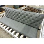 Grey button back leather effect bench (no legs)