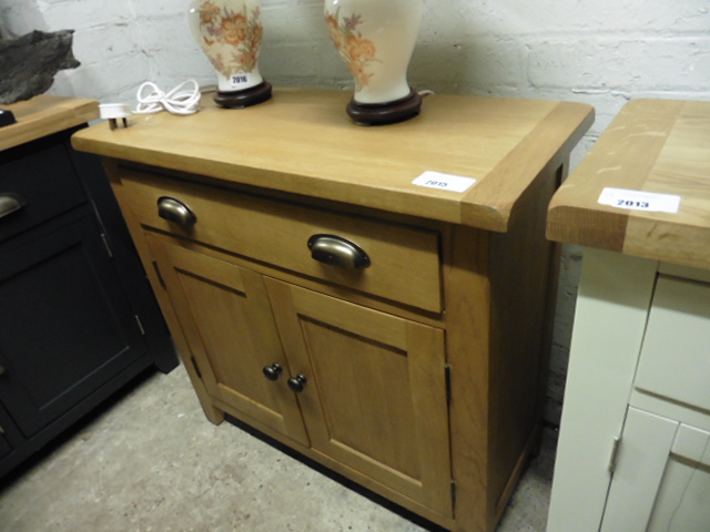 (4) Oak small double door cupboard with drawer