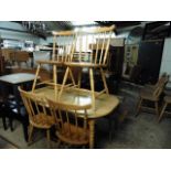 Oak top kitchen table with set of 4 spindle back chairs