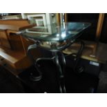 (2434) Wrought iron glass top occasional table