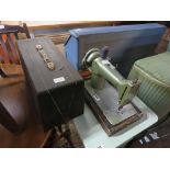 (2038) Wooden cased sewing machine