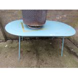 (1056) Blue metal outdoor table