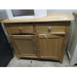 (2097) Damaged light oak sideboard for restoration