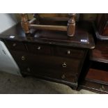 Stag chest of 3 over 2 drawers in mahogany finish