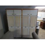 Pair of 1980s louvre effect door wardrobes