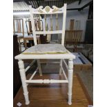 White and gilt painted single floral upholstered chair