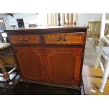 Reproduction mahogany cupboard with 2 drawers