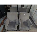 (2169) 4 cafe armchairs upholstered in grey contract suede