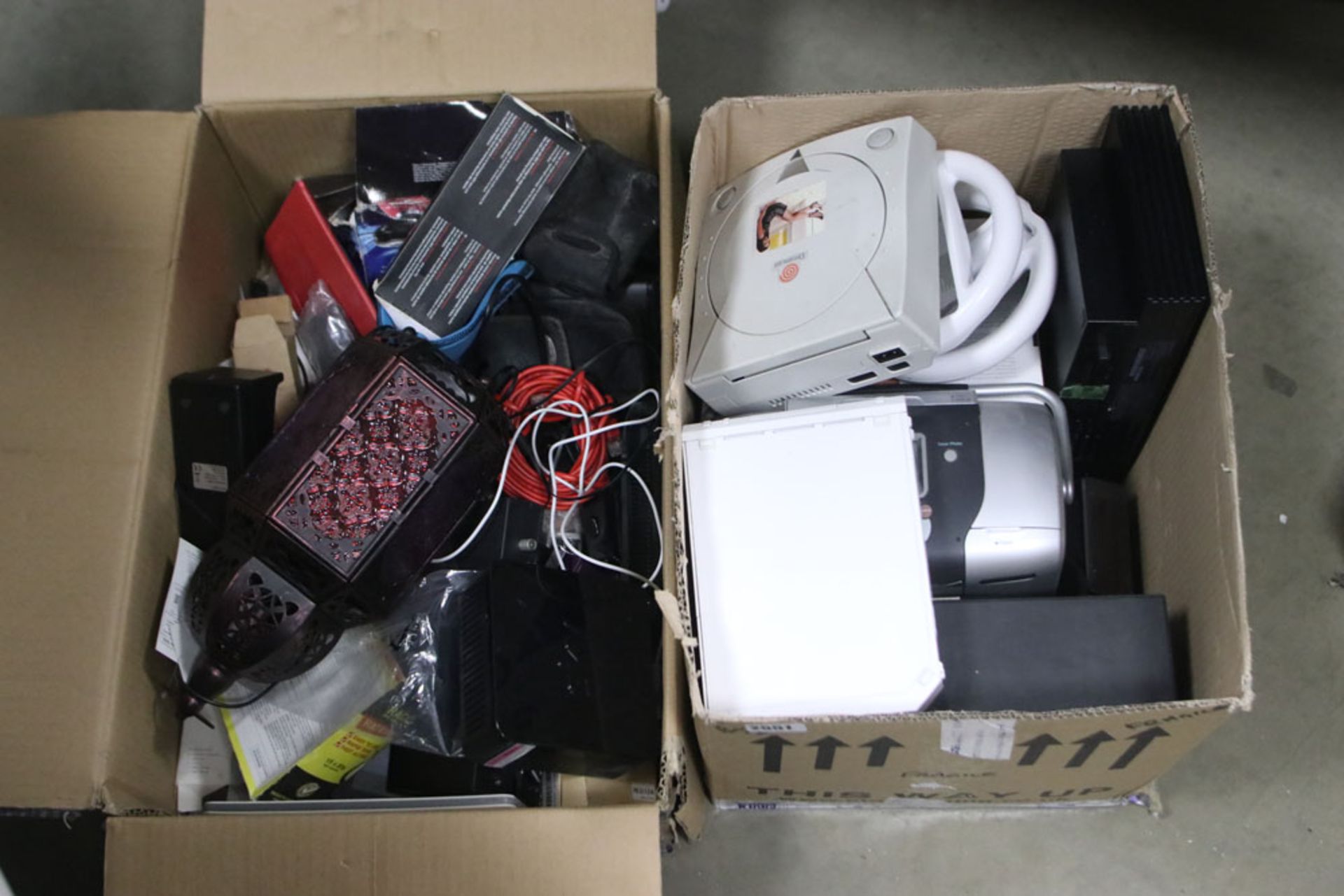 2 boxes containing misc. electrical items