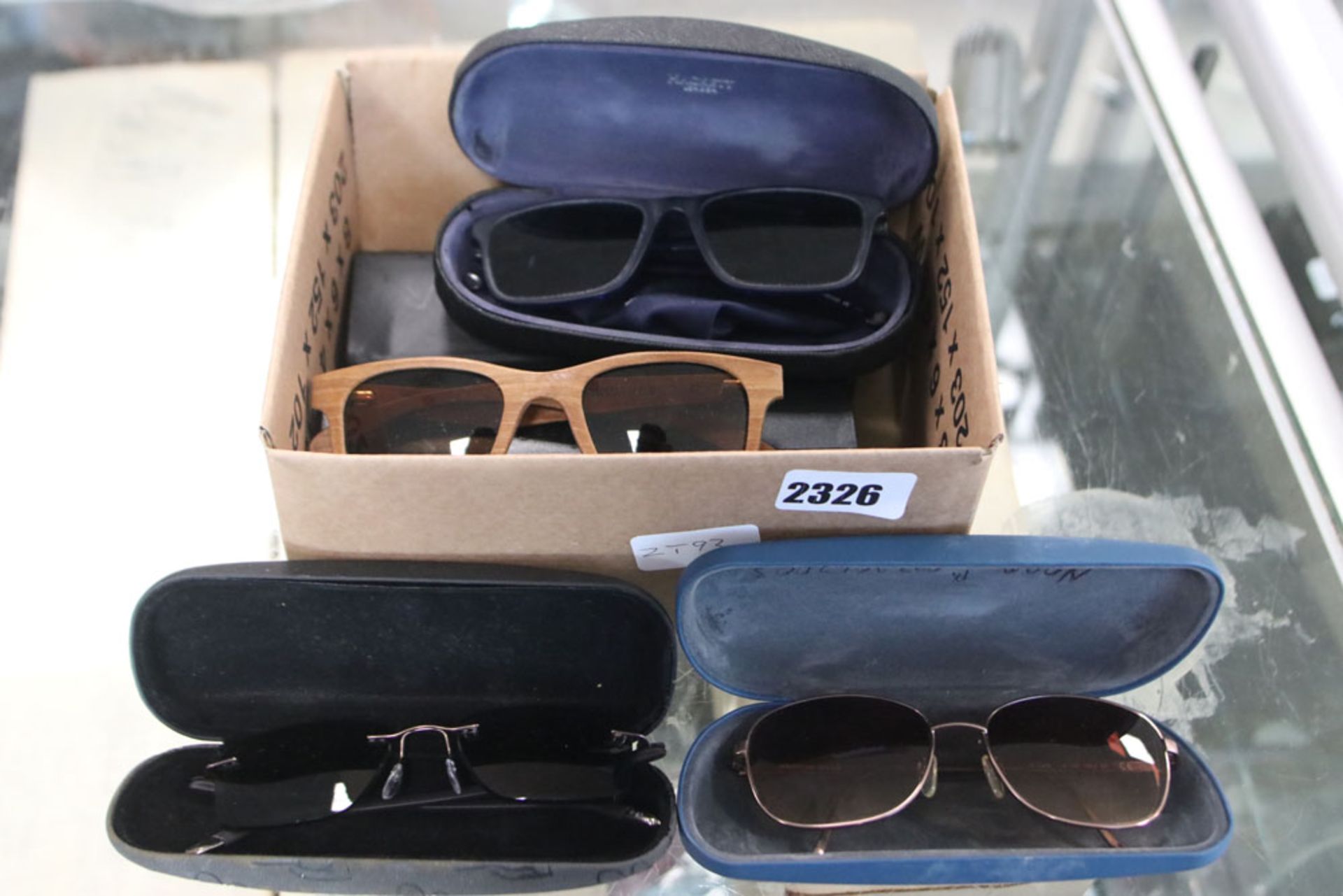 Box containing various sets of sunglasses incl. Ballo