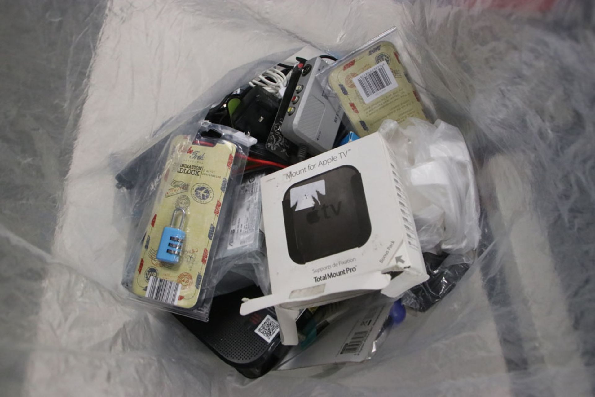 Bag containing large quantity of loose electrical accessories