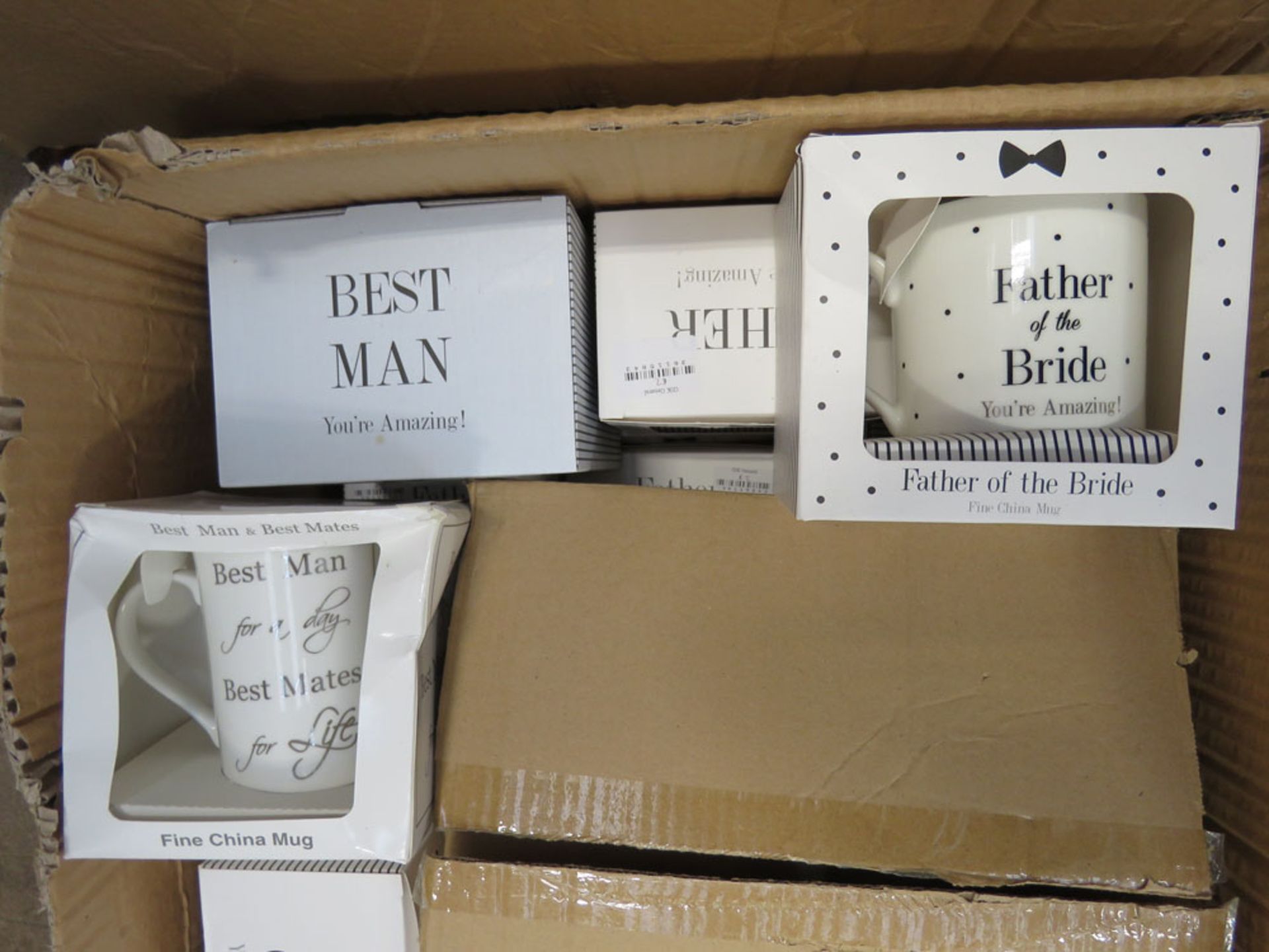 3 boxes of Father of the Bride mugs, Best Man etc - Image 4 of 7