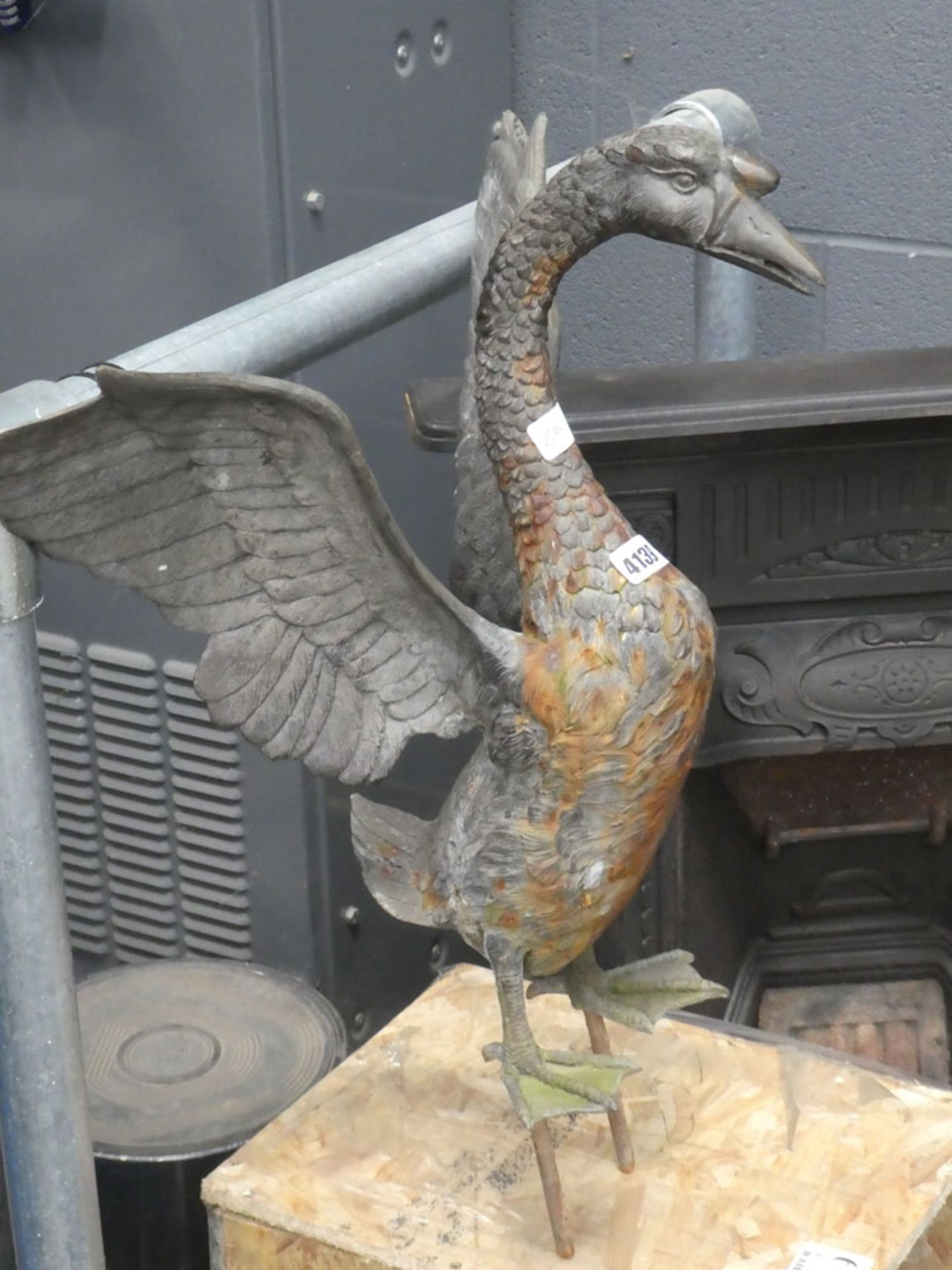 Metal Indian goose with spread wings