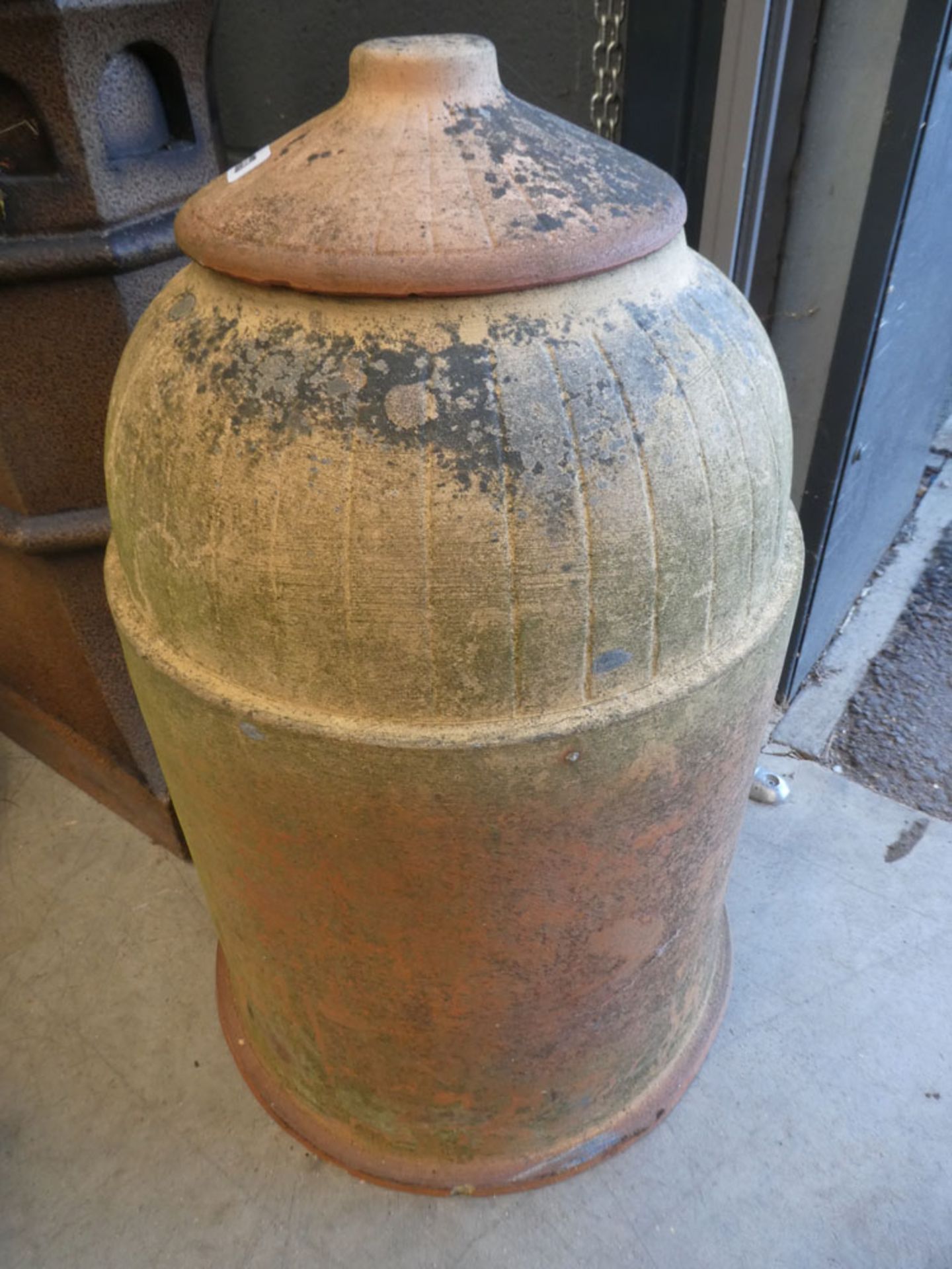 Large terracotta cloche with lid