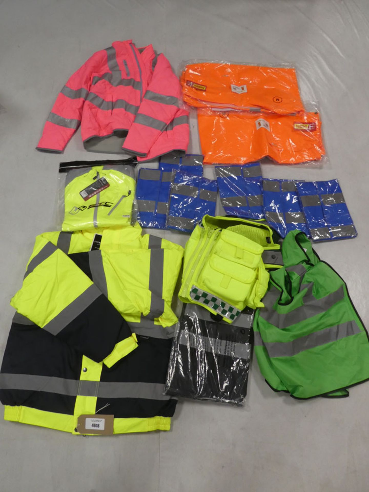 Bag containing selection of hi vis clothing