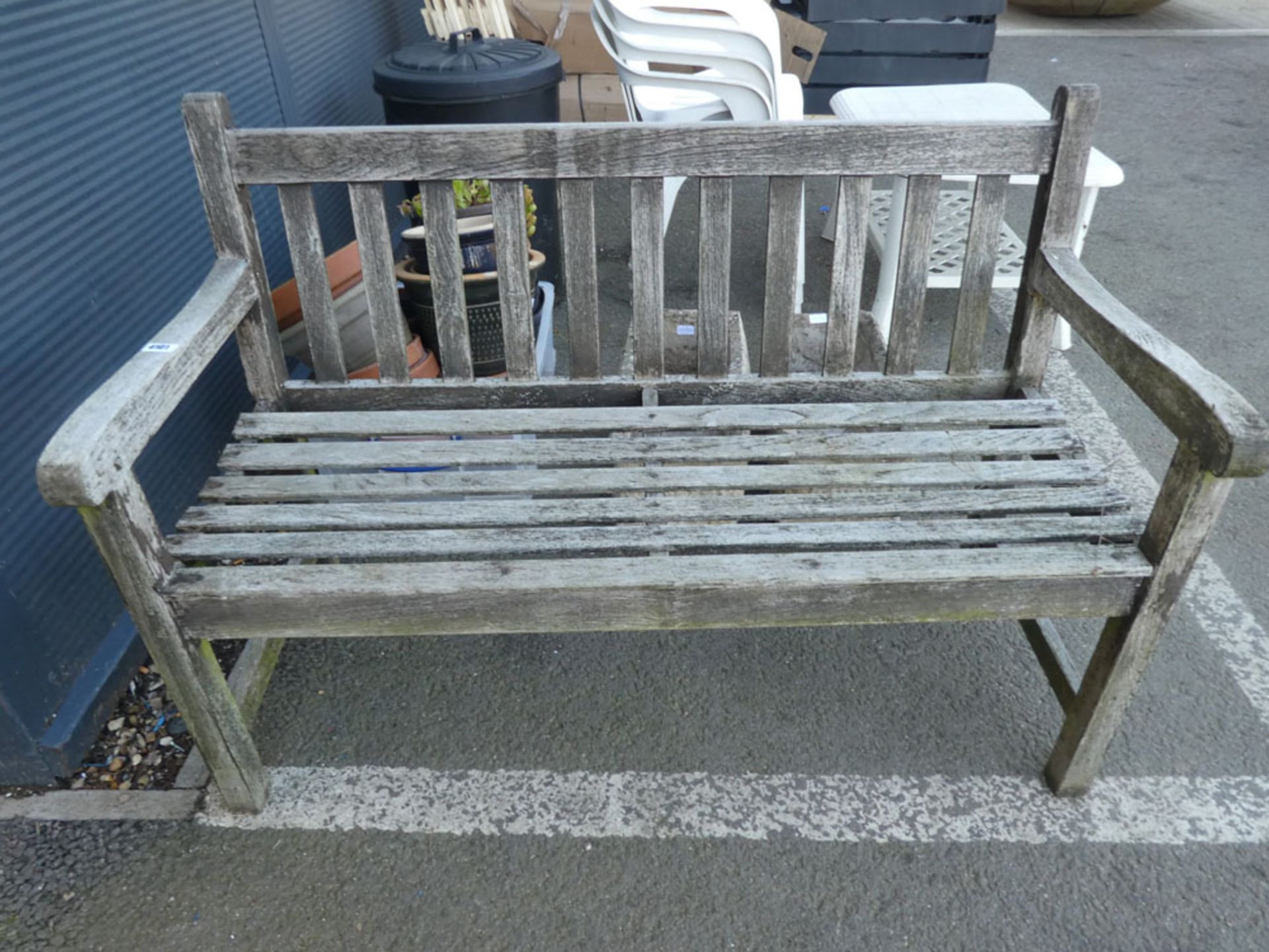 Wooden slatted garden bench