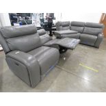 Grey leather effect modular corner suite in 6 sections (af)