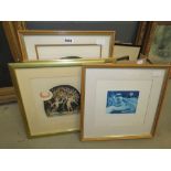 2 artists proof fantasy prints entitled temptation and dreamer plus a still life with flowers and