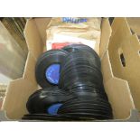 Box containing 7'' vinyl records