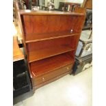 Stag style open bookcase with single drawer under