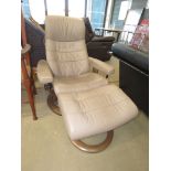 Stressless style swivel armchair with footstool