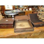 Two Victorian trinket boxes plus a table top writing slope