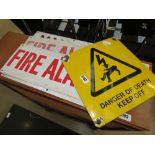 Quantity of enamelled and painted warning signs