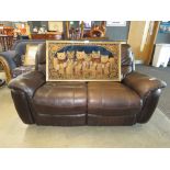 5369 Brown leather effect 2 seater sofa