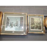 2 Arthur Delaney limited editions prints; city scapes with trams