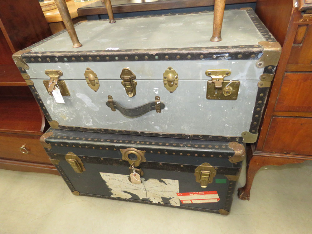 Two vintage travelling trunks