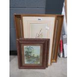 Qty of prints to inc. still life with woodland plants, highland scene plus a pair of country