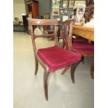 4 Bar back dining chairs with maroon seats