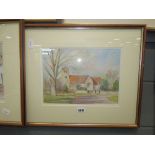 David Green watercolour Knotting Church