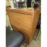 Teak full front bureau with sliding doors under