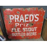 Prade's Ale Stout enamelled sign