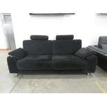 Black fabric 3 seater sofa