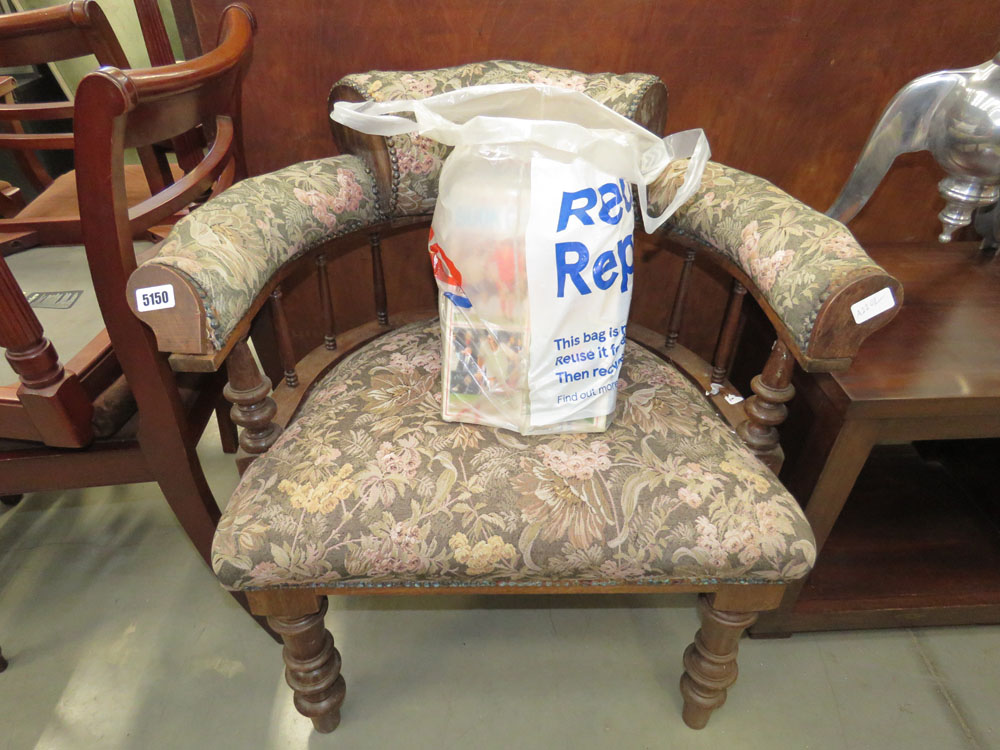 5113 Floral upholstered bow back armchair