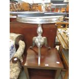 Brushed metal tripod occasional table