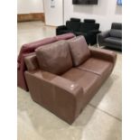 Brown leather effect two seater sofa