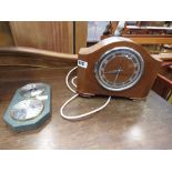 1950's electric mantel clock plus a barometer