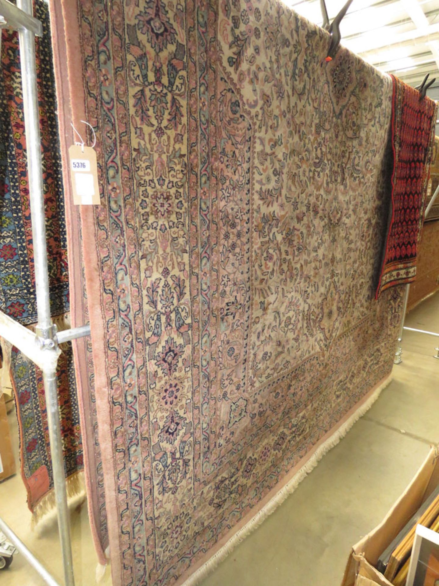 (10) 2.5x3.5m pink and beige Iranian carpet