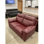 Maroon leather effect 2 seater sofa