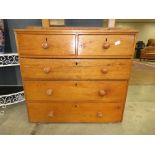 Pine chest of two over three drawers