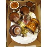 2 boxes of cottage decorated Maddock cups and saucers, coaching decorated ale mugs and quantity of
