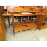 Teak two tier tea trolley