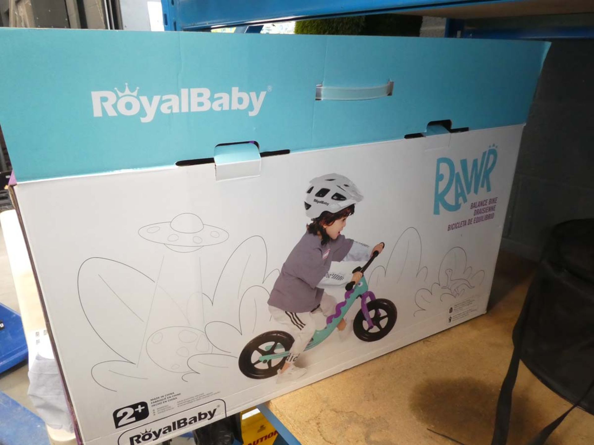 Small kids balance bike, boxed