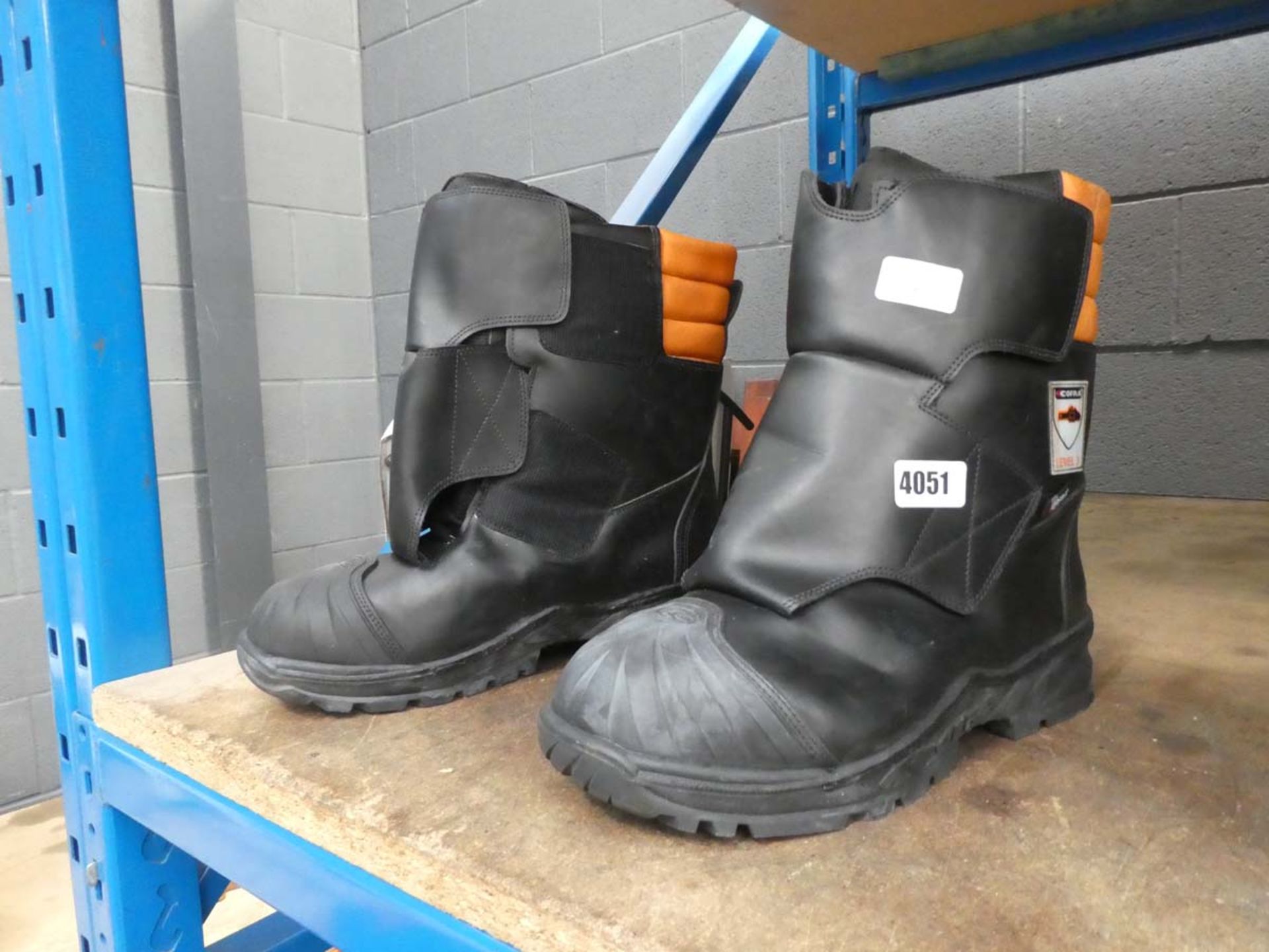 Pair of Cofra Level 3 chainsaw boots, size 13