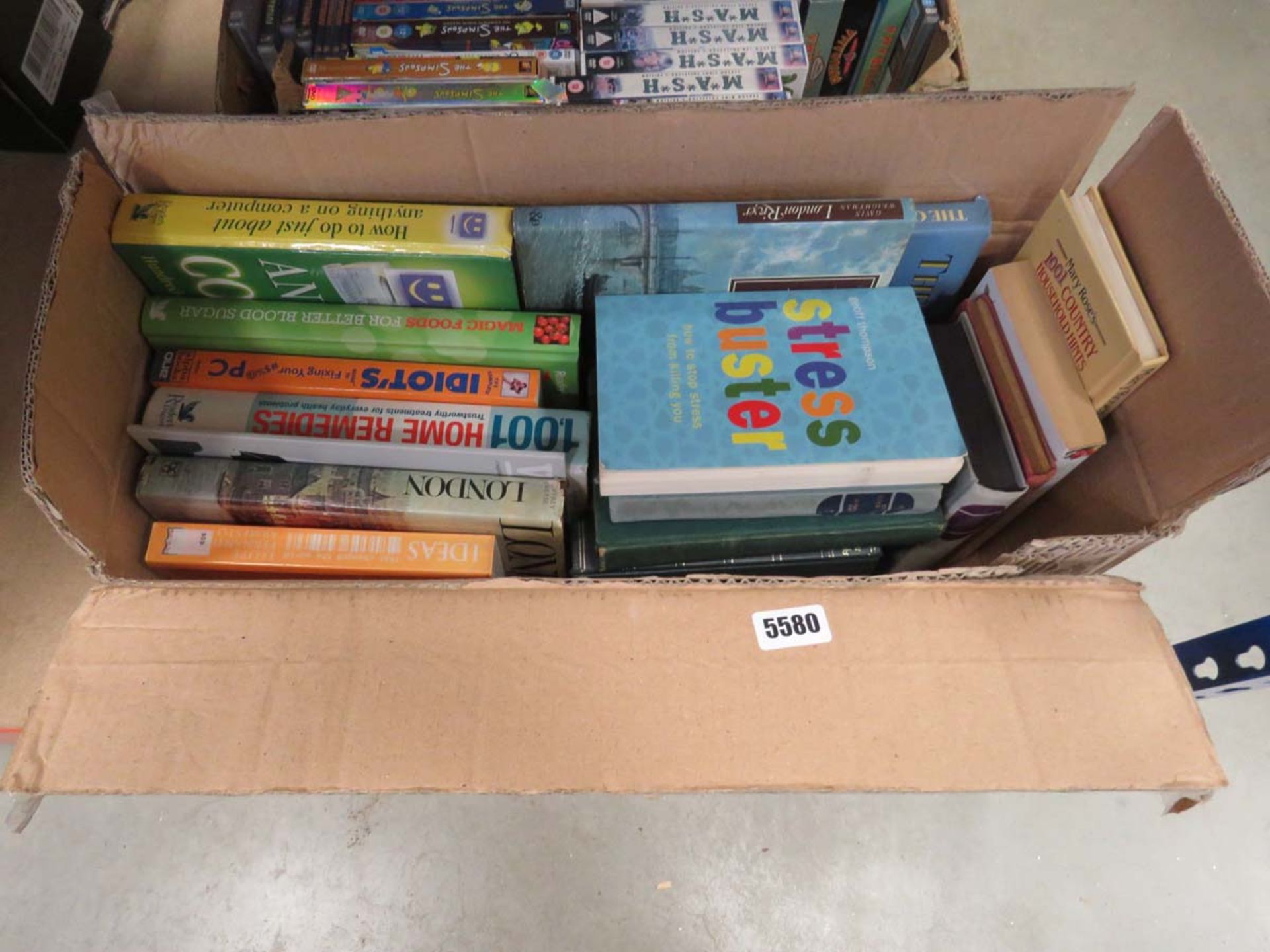 Box containing a quantity of cookery, reference books and novels
