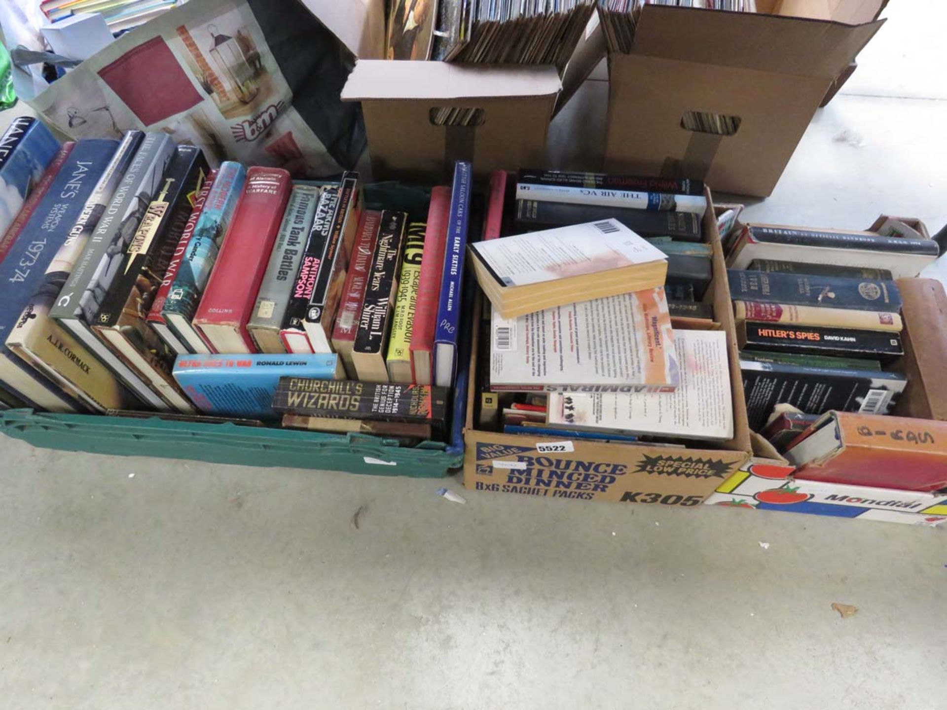 3 boxes containing a quantity of military reference books